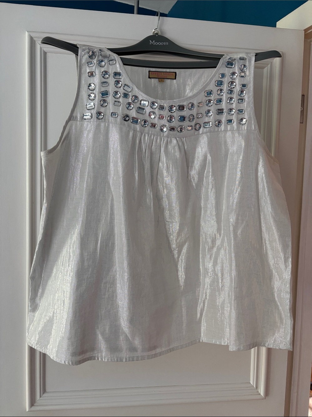 Plus Size Sparkly Silver dress tank with Bejeweled Yoke